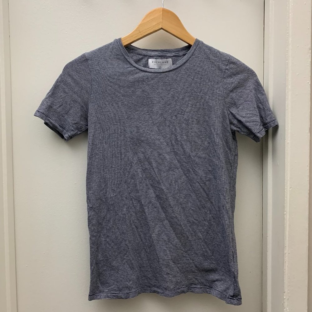 Everlane The Cotton Crew Navy Striped Top